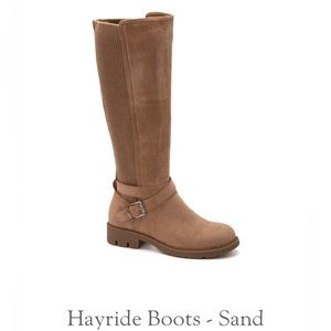 Corkys Hayride Boots (wide calf friendly), size 8, color sand
